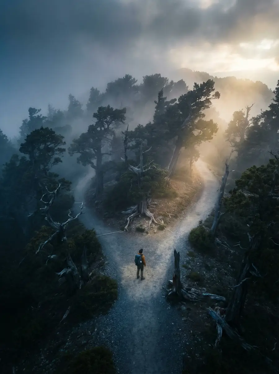 A path through a dark forest